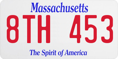 MA license plate 8TH453
