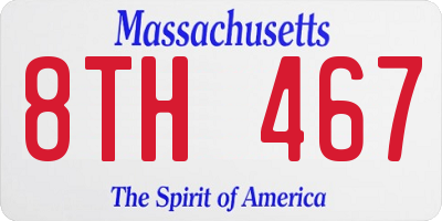 MA license plate 8TH467