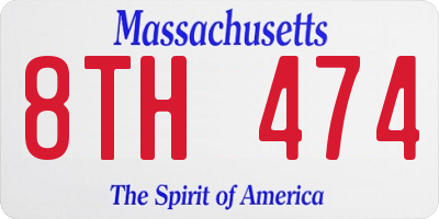 MA license plate 8TH474