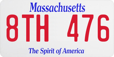 MA license plate 8TH476
