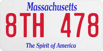 MA license plate 8TH478