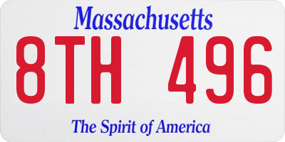MA license plate 8TH496