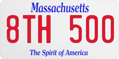 MA license plate 8TH500