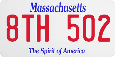 MA license plate 8TH502