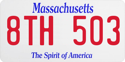 MA license plate 8TH503