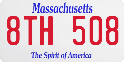 MA license plate 8TH508