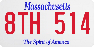 MA license plate 8TH514