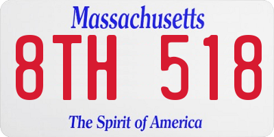 MA license plate 8TH518