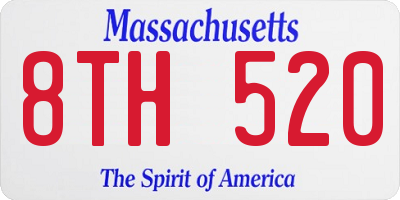 MA license plate 8TH520