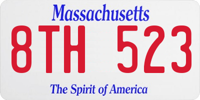MA license plate 8TH523