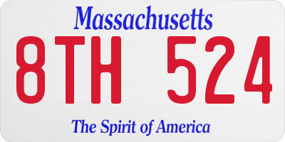 MA license plate 8TH524