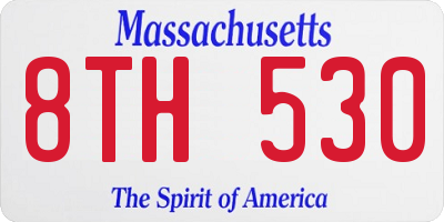 MA license plate 8TH530