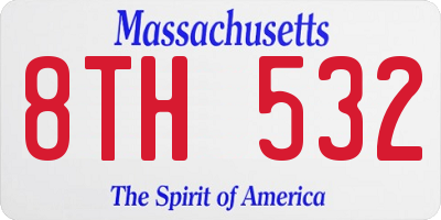 MA license plate 8TH532