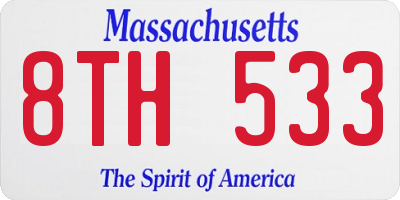 MA license plate 8TH533