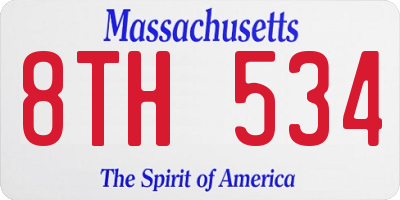 MA license plate 8TH534