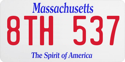 MA license plate 8TH537