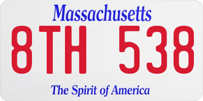 MA license plate 8TH538