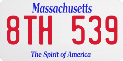 MA license plate 8TH539