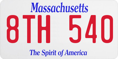 MA license plate 8TH540