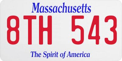 MA license plate 8TH543