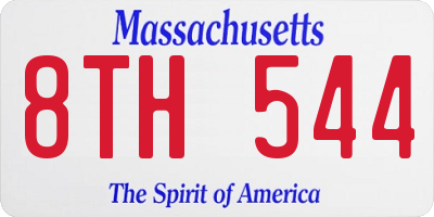 MA license plate 8TH544