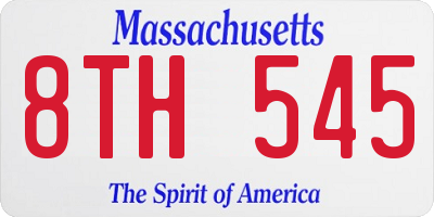 MA license plate 8TH545