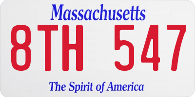 MA license plate 8TH547
