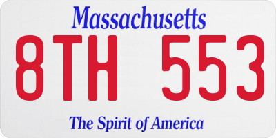 MA license plate 8TH553