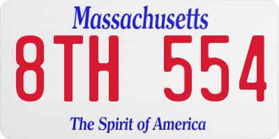 MA license plate 8TH554