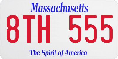 MA license plate 8TH555