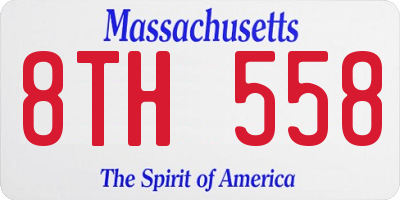 MA license plate 8TH558