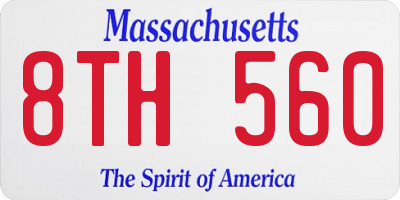 MA license plate 8TH560