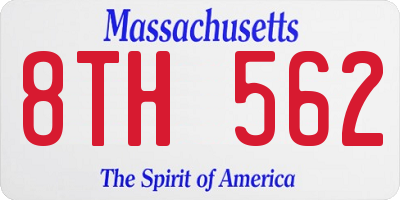 MA license plate 8TH562