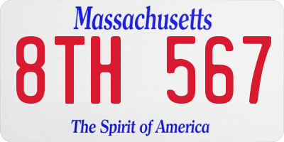 MA license plate 8TH567