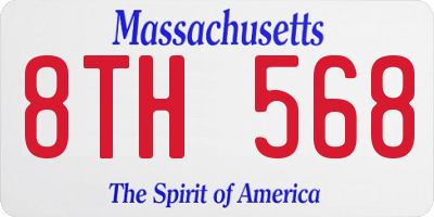 MA license plate 8TH568