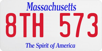 MA license plate 8TH573