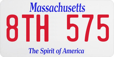 MA license plate 8TH575