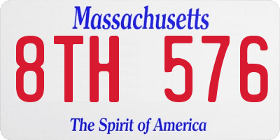 MA license plate 8TH576