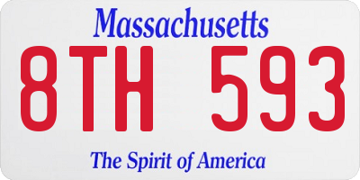 MA license plate 8TH593