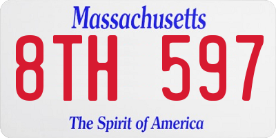 MA license plate 8TH597