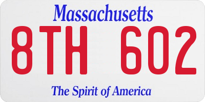 MA license plate 8TH602