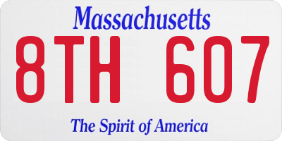 MA license plate 8TH607