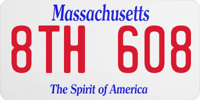MA license plate 8TH608