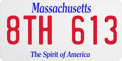 MA license plate 8TH613