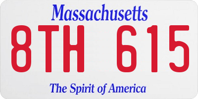 MA license plate 8TH615