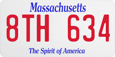 MA license plate 8TH634