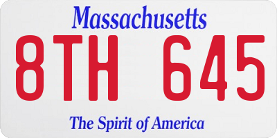 MA license plate 8TH645