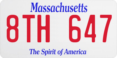 MA license plate 8TH647