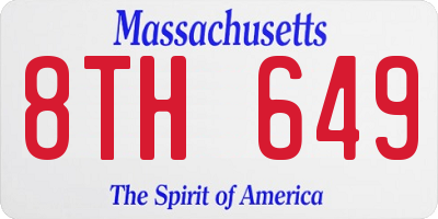 MA license plate 8TH649