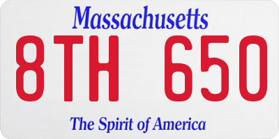MA license plate 8TH650
